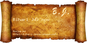 Bihari János névjegykártya