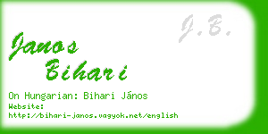 janos bihari business card